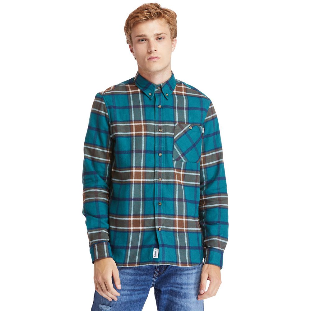 Camisa Timberland Hombre Back River Heavy Flannel Check Azules - Chile PHK-605217